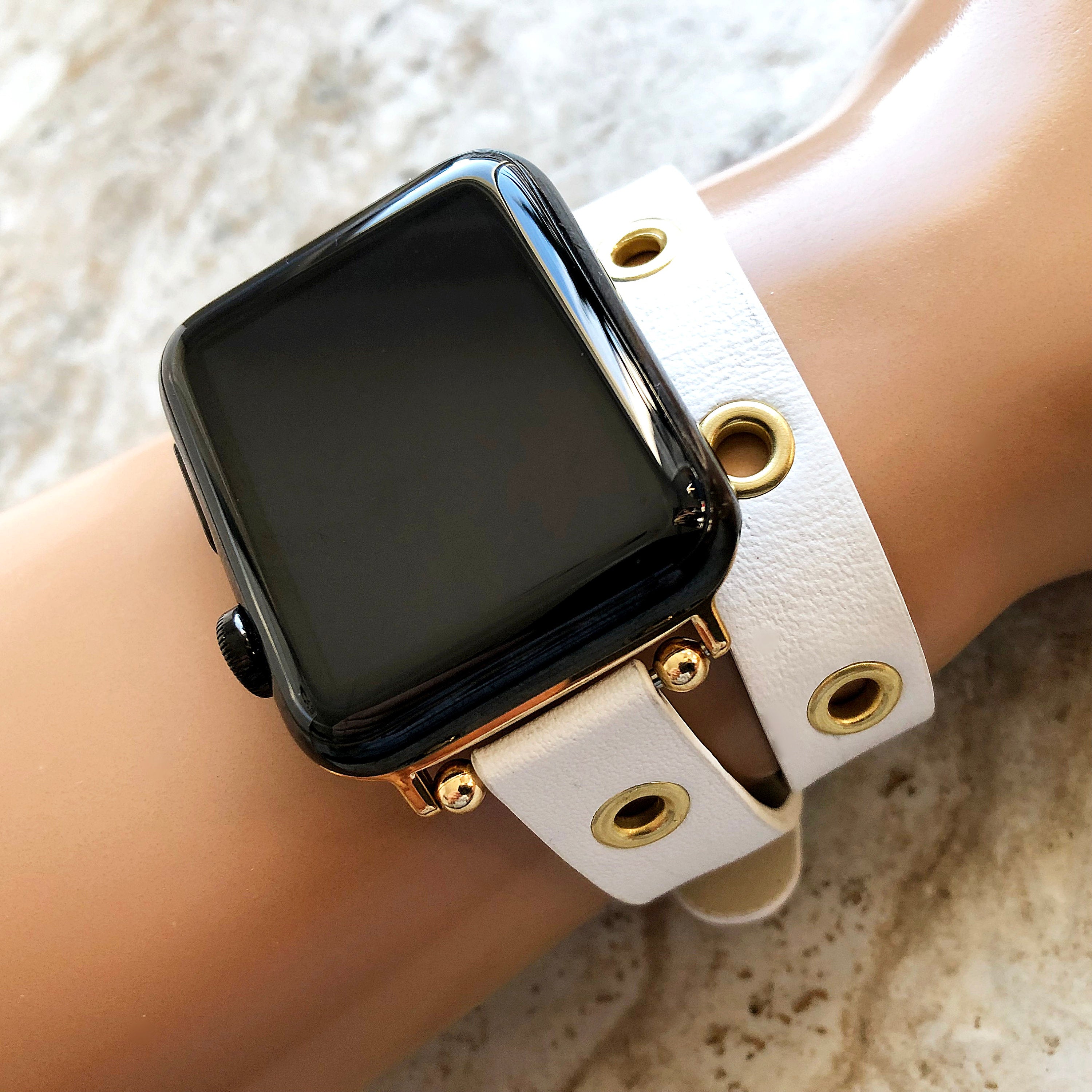 Apple White Double Wrap Band for iWatch All Series 38mm 40mm 41mm 42mm 44mm 45mm 49mm Case Twice Around Wrist Leather Bracelet Straps GM